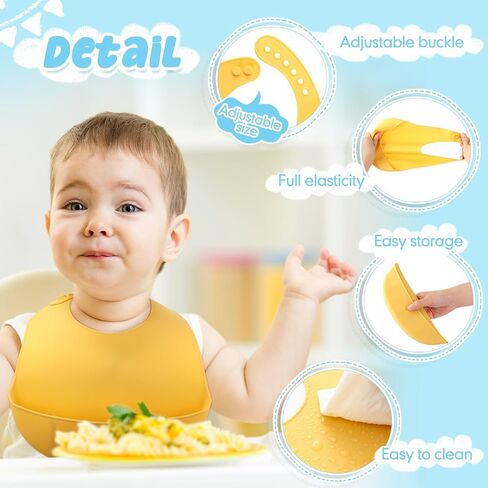 Mepase 12 Pcs Silicone Bibs Waterproof Silicone Baby Bibs Soft Adjustable Baby Feeding Bib Unisex Baby Eating Supplies (Bright Color) in Saudi Arabia