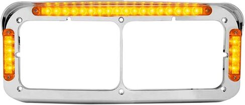 GG Grand General 87592 Chrome Plastic Dual Rectangular Headlight Bezel with Visor 26 LED Amber/Amber in Saudi Arabia