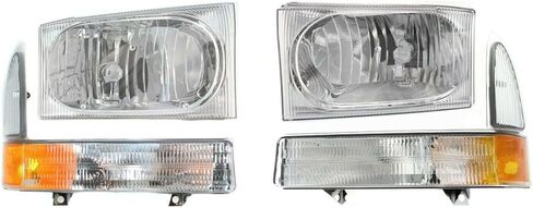 4pcs Headlight Left Right Side Plastic Lens Corner Light Clear & Amber Corner Light Clear Headlight Lens Headlights Chrome for Excursion for F550/F450/F350/F250 SuperDuty in Saudi Arabia