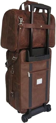 Suburban Sophistication 3 Piece Spinner Luggage Set, Waxy Brown Leather - 29" x 12" x 15.5" Suitcase, 24" x 14" x 9.5", 18" Tote in Saudi Arabia