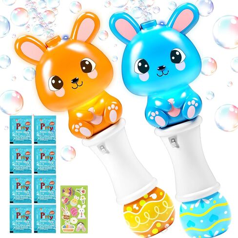 2 Pack Easter Bubble Wands for Kids, 11.2 inch Automatic Bubble Blower with Light for Girls Boys, Bubble Toy for Easter Party Favor, Easter Basket Stuffers in Kuwait