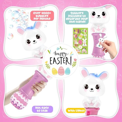 2 Pack Easter Bubble Wands for Kids, 11.2 inch Automatic Bubble Blower with Light for Girls Boys, Bubble Toy for Easter Party Favor, Easter Basket Stuffers in Saudi Arabia