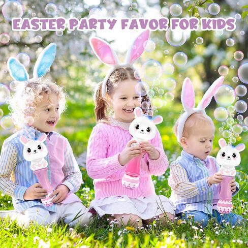 2 Pack Easter Bubble Wands for Kids, 11.2 inch Automatic Bubble Blower with Light for Girls Boys, Bubble Toy for Easter Party Favor, Easter Basket Stuffers in Saudi Arabia