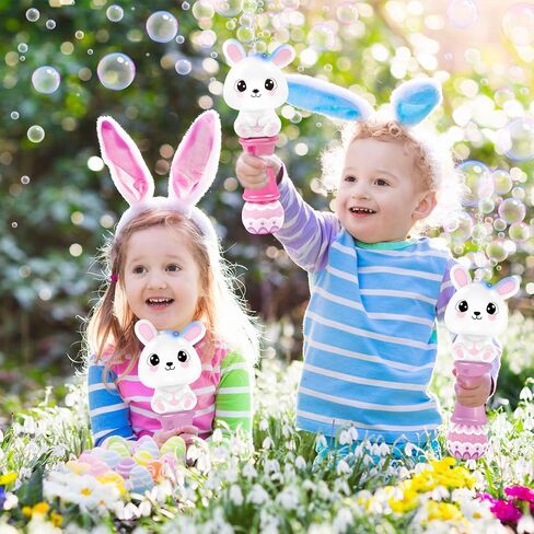 2 Pack Easter Bubble Wands for Kids, 11.2 inch Automatic Bubble Blower with Light for Girls Boys, Bubble Toy for Easter Party Favor, Easter Basket Stuffers in Saudi Arabia