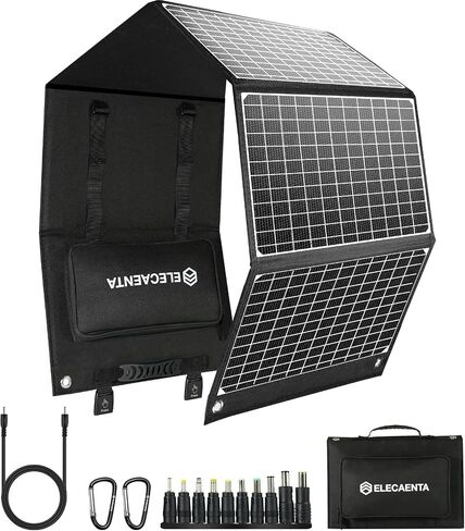 ELECAENTA 120W Portable Solar Panel for Power Station, 25% High Efficiency (3rd Gen 2024 Release), PD 45W USB C/DC/QC 3.0, Foldable Monocrystalline ETFE Solar Charger for Outdoors Camping Off Grid in Saudi Arabia