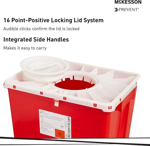 McKesson منع حاوية الأدوات الحيوية الممتازة - دخول رأسي ، غطاء دوار - أحمر وأبيض ، 18 جالون ، 13 في × 17/10 في × 24 3/5 بوصة ، 7 عدد in Saudi Arabia