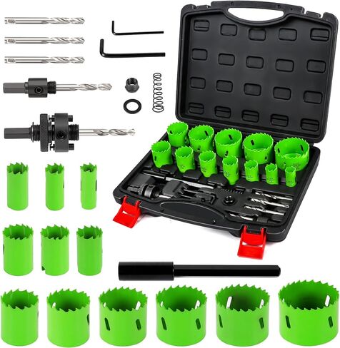 Hole Saw Kit with Dust Bowl, Hole Saw Set,Bi-Metal Hole Saw Kit With Storage Case,9pcs Hole Saw with 3", 4" and 4-1/4"Saw Blades, Hole Saw for Drilling Wood Plastic PVC Board in Kuwait