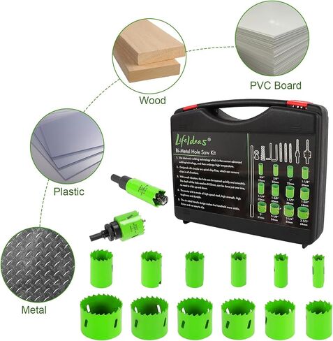 Hole Saw Kit with Dust Bowl, Hole Saw Set,Bi-Metal Hole Saw Kit With Storage Case,9pcs Hole Saw with 3", 4" and 4-1/4"Saw Blades, Hole Saw for Drilling Wood Plastic PVC Board in Kuwait