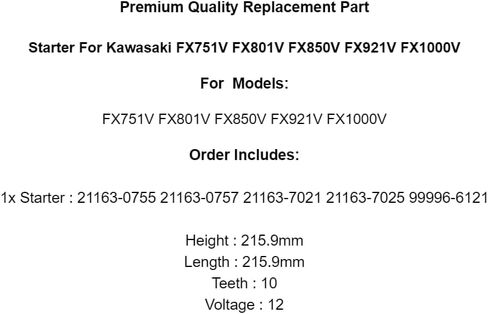 Starter for FX751V FX801V FX850V FX921V FX1000V,Replacement for Kawasaki OEM in Saudi Arabia