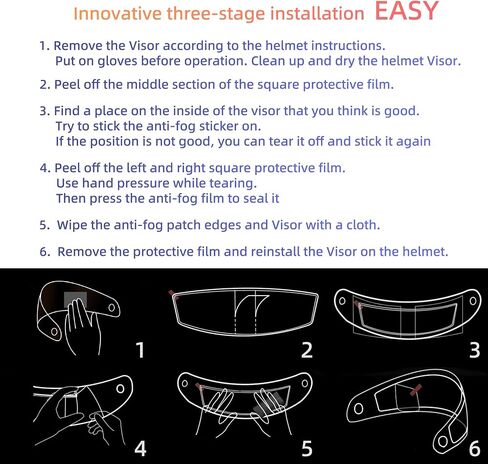Universal Motorcycle Full Face Helmet Shield Fog Resistant Lens, Clear Visor Insert Anti-Fog Film Waterproof Sticker in Saudi Arabia