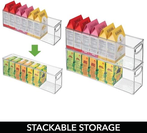 mDesign Small Plastic Nursery Storage Container Bins with Handles for Organization in Cabinet, Closet or Cubby Shelves - Organizer for Baby Food, Bibs, Formula - Ligne Collection - Clear in Saudi Arabia
