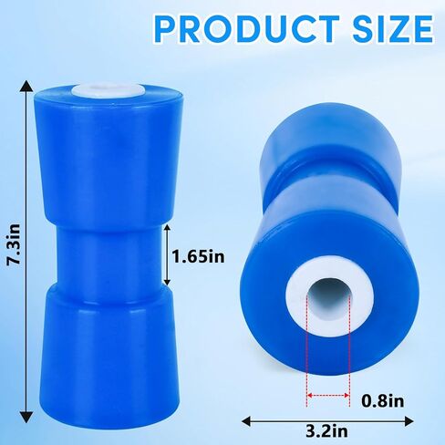 Boat Trailer Roller 10",Keel Rollers for Boat Trailer,Heavy Duty PU Bow Roller Boat Trailer Accessories Replacement Boat Trailer Parts Fits 5/8" Shaft (Blue) in Kuwait