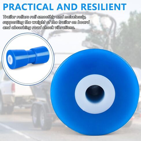 Boat Trailer Roller 10",Keel Rollers for Boat Trailer,Heavy Duty PU Bow Roller Boat Trailer Accessories Replacement Boat Trailer Parts Fits 5/8" Shaft (Blue) in Kuwait