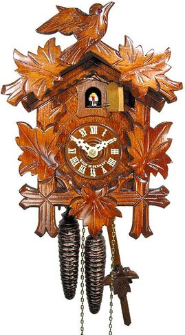 Cuckoo-Clock الأصلي (معتمد) ، حركة ميكانيكية لمدة يوم واحد مع طير واحد و 5 أوراق ، وساعات COO-COO من الأسود ، وألمانيا بواسطة DV-Marketing ، Schwarzwãlder Kuckucksuhren in Saudi Arabia