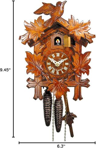 Cuckoo-Clock الأصلي (معتمد) ، حركة ميكانيكية لمدة يوم واحد مع طير واحد و 5 أوراق ، وساعات COO-COO من الأسود ، وألمانيا بواسطة DV-Marketing ، Schwarzwãlder Kuckucksuhren in Saudi Arabia