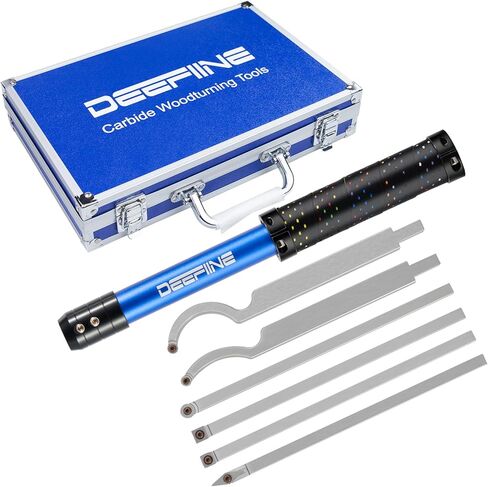 Carbide Tip Wood Lathe Turning Tool Kit, Lathe Roughing and Finishing Hollow Tool Interchangeable Aluminum Alloy Handle with Diamond Round Square Carbide Blade (Soft handle) in Saudi Arabia