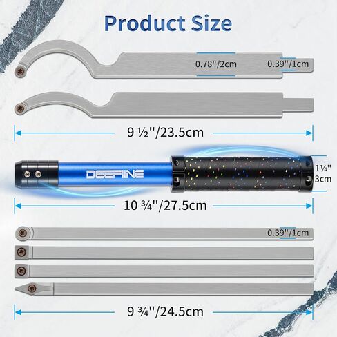 Carbide Tip Wood Lathe Turning Tool Kit, Lathe Roughing and Finishing Hollow Tool Interchangeable Aluminum Alloy Handle with Diamond Round Square Carbide Blade (Soft handle) in Saudi Arabia