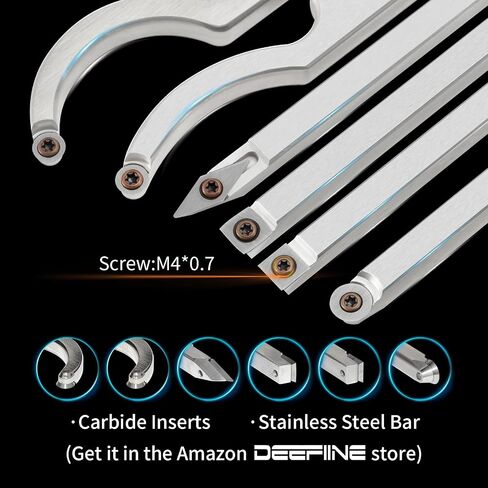 Carbide Tip Wood Lathe Turning Tool Kit, Lathe Roughing and Finishing Hollow Tool Interchangeable Aluminum Alloy Handle with Diamond Round Square Carbide Blade (Soft handle) in Saudi Arabia