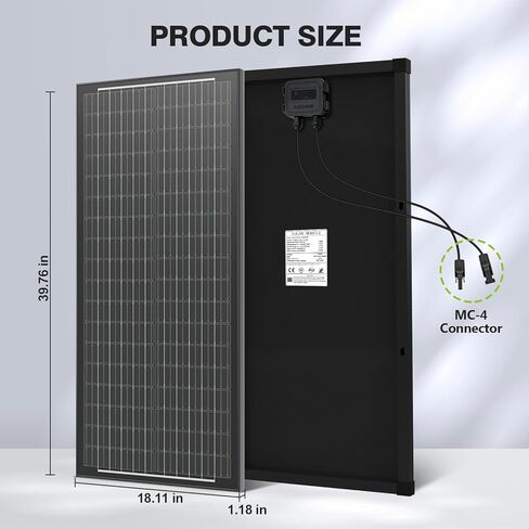 100 Watt Solar Panel 12V/24V High-Efficiency Monocrystalline Solar Panel, 12BB Solar Cells, for Home RV Marine Farm Battery and Other Off-Grid Applications in Kuwait