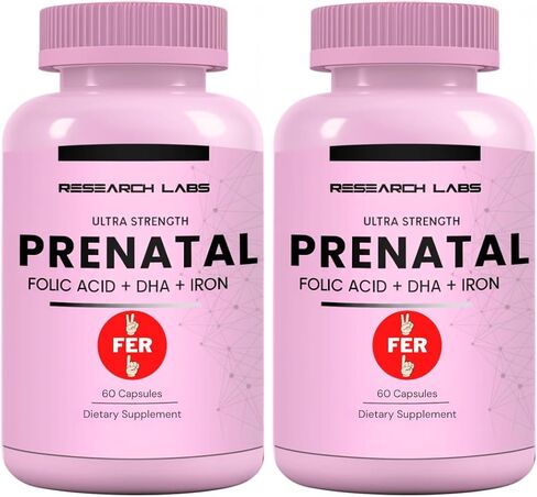 Research Labs Prenatal Vitamins for Women 2 Fer 1 Ad: 6X More Bioavailable Methylated Folate Folic Acid MTHF 5 | Supports Brain Development, Healthy Growth in Kuwait
