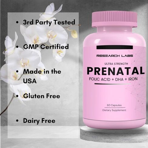 Research Labs Prenatal Vitamins for Women 2 Fer 1 Ad: 6X More Bioavailable Methylated Folate Folic Acid MTHF 5 | Supports Brain Development, Healthy Growth in Kuwait