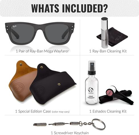 Ray-Ban RB0840S MEGA WAYFARER Square Shape Sunglasses with Official Eyewear Kit Bundle in Kuwait