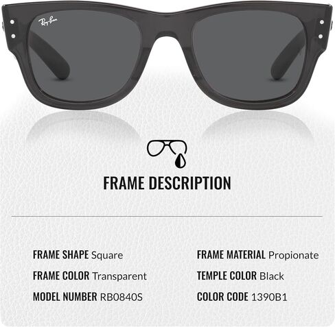 Ray-Ban RB0840S MEGA WAYFARER Square Shape Sunglasses with Official Eyewear Kit Bundle in Kuwait