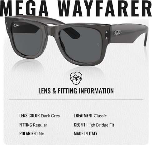 Ray-Ban RB0840S MEGA WAYFARER Square Shape Sunglasses with Official Eyewear Kit Bundle in Kuwait