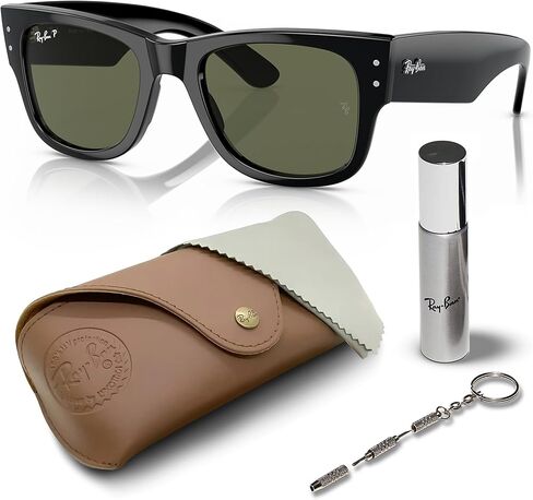 Ray-Ban RB0840S MEGA WAYFARER Square Shape Sunglasses with Official Eyewear Kit Bundle in Kuwait