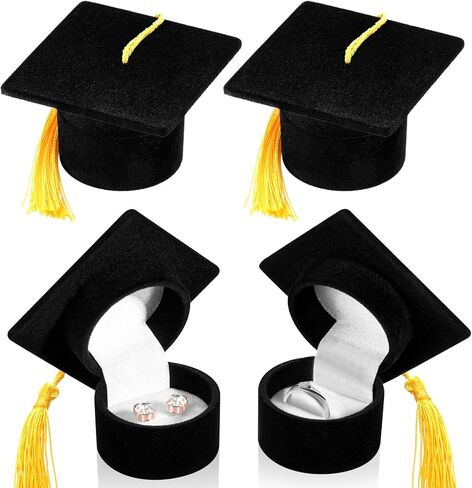 Henoyso 4 قطع من قبعة التخرج في المدرسة الثانوية، صندوق خاتم لهدايا المجوهرات، صندوق هدايا التخرج من المدرسة الثانوية، صندوق خاتم إبداعي، صندوق قرط حلقي لفئة المدرسة 2024، لوازم حفلات احتفالات التخرج in Kuwait