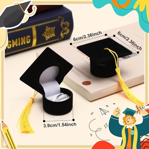 Henoyso 4 قطع من قبعة التخرج في المدرسة الثانوية، صندوق خاتم لهدايا المجوهرات، صندوق هدايا التخرج من المدرسة الثانوية، صندوق خاتم إبداعي، صندوق قرط حلقي لفئة المدرسة 2024، لوازم حفلات احتفالات التخرج in Kuwait