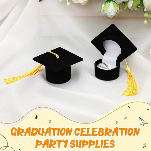 Henoyso 4 قطع من قبعة التخرج في المدرسة الثانوية، صندوق خاتم لهدايا المجوهرات، صندوق هدايا التخرج من المدرسة الثانوية، صندوق خاتم إبداعي، صندوق قرط حلقي لفئة المدرسة 2024، لوازم حفلات احتفالات التخرج in Kuwait