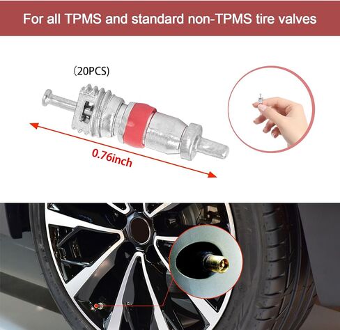 10 PCS Tyre Valve Core ، Premium Valve STEM Core Part Part ، TPMS Safe Meath Extre Edear Valve Tool Universal لمعظم مكيفات الهواء للدراجات النارية للسيارات in Kuwait