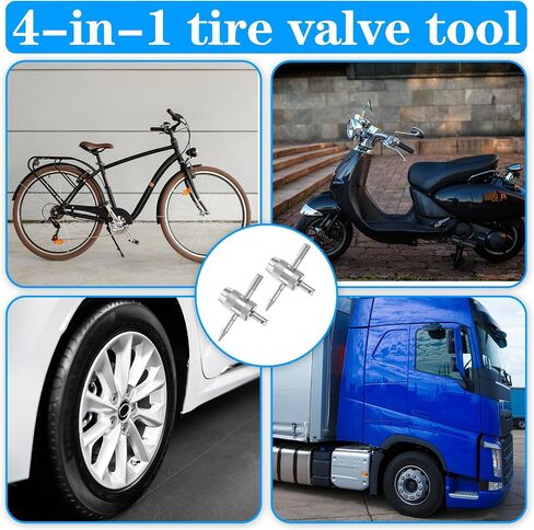 مجموعة أدوات صمام الإطارات 4-in-1 في 1 ، مزيل وتثبيت Valve Core للسيارات والدراجة والدراجات و AC و HVAC ، مجموعة إصلاح الإطارات متعددة الوظائف مع مجتذب الجذعية in Kuwait