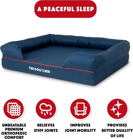 سرير الكلب لتقويم العظام مقاس XL أزرق أكسفورد 43.5 × 34، رغوة الذاكرة الممتازة، تخفيف الآلام: التهاب المفاصل، خلل التنسج في الورك والكوع، ما بعد الجراحة، العرج، داعم، مهدئ، غطاء قابل للغسل مقاوم للماء in Kuwait
