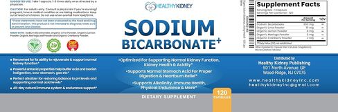 Organic Sodium Bicarbonate Alkaline Capsules - Enhanced Kidney Support, Stomach Acid Neutralizer with Alkalizing Superfoods, Immune & Sports Performance Aid, Fast-Acting Antacid – 120 Caps in Kuwait
