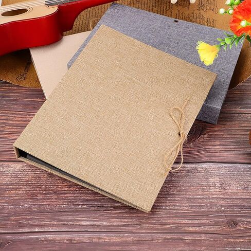 Photo Album Scrapbook, Vintage DIY Scrapbook Albums Kraft Paper Photos Collection Simple Loose Leaf with Rope Strap 30 Pages (Large cotton linen brown) in Saudi Arabia
