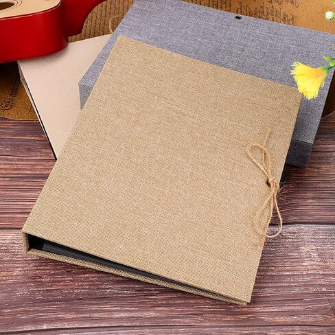 Photo Album Scrapbook, Vintage DIY Scrapbook Albums Kraft Paper Photos Collection Simple Loose Leaf with Rope Strap 30 Pages (Large cotton linen brown) in Saudi Arabia