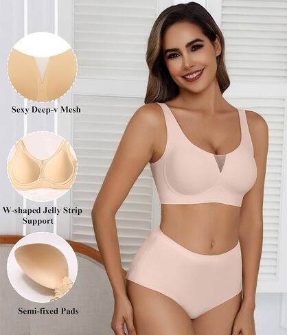 Avidlove Bras for Women No Underwire Seamless Bra Deep V Full Coverage T-Shirt Bralette Comfort Everyday Bra in Saudi Arabia