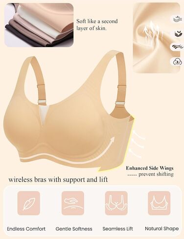 Avidlove Bras for Women No Underwire Seamless Bra Deep V Full Coverage T-Shirt Bralette Comfort Everyday Bra in Saudi Arabia