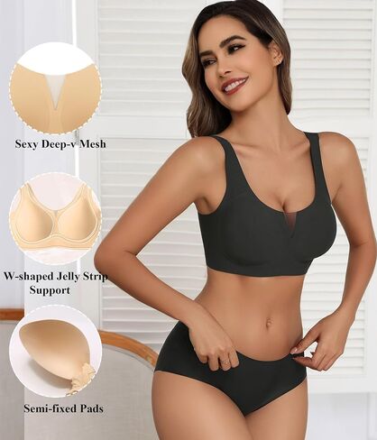 Avidlove Bras for Women No Underwire Seamless Bra Deep V Full Coverage T-Shirt Bralette Comfort Everyday Bra in Saudi Arabia
