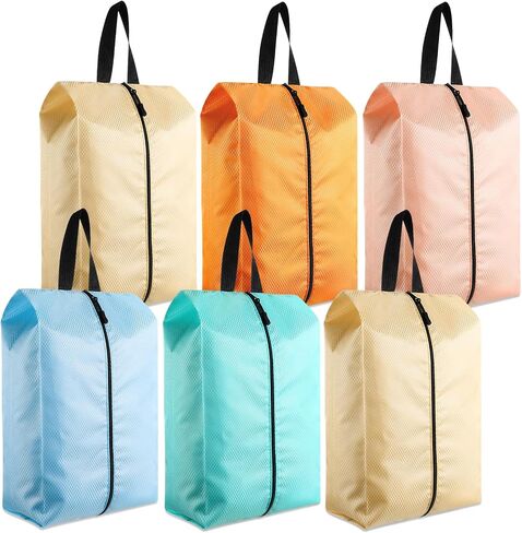 6 Pcs Travel Shoe Bags with Zipper Portable Suitcase Shoe Organizer Packing for Men Women Nylon Multicolor(Pink,Classic,8.7 x 4.7 x 16.5 Inches) in Saudi Arabia