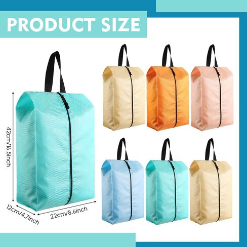 6 Pcs Travel Shoe Bags with Zipper Portable Suitcase Shoe Organizer Packing for Men Women Nylon Multicolor(Pink,Classic,8.7 x 4.7 x 16.5 Inches) in Saudi Arabia