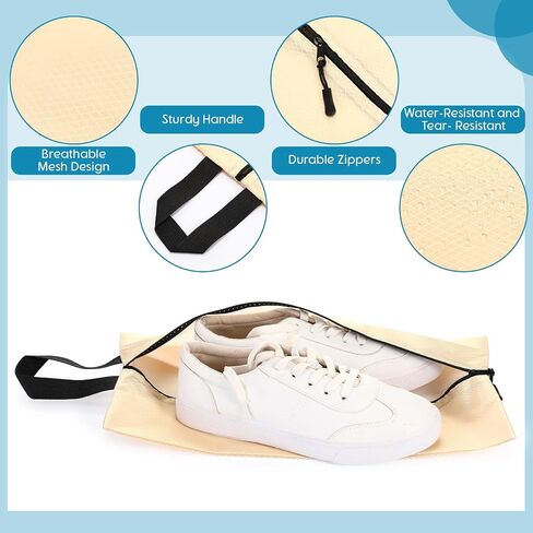 6 Pcs Travel Shoe Bags with Zipper Portable Suitcase Shoe Organizer Packing for Men Women Nylon Multicolor(Pink,Classic,8.7 x 4.7 x 16.5 Inches) in Saudi Arabia