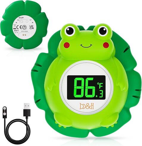 b&h Baby Bath Thermometer, Digital Toddler Thermometer for Bathtub and Room, High and Low Temperature Alarm, Reliable Temperature Readings, Timer and Clock, Floats in Water, Shark in Kuwait