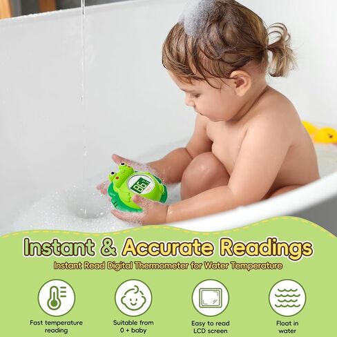b&h Baby Bath Thermometer, Digital Toddler Thermometer for Bathtub and Room, High and Low Temperature Alarm, Reliable Temperature Readings, Timer and Clock, Floats in Water, Shark in Kuwait