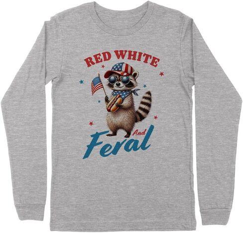 Red White and Feral Kids Long Sleeve T-Shirt Youth in Kuwait