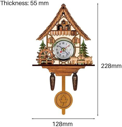 GOWENIC Vintage Wall Clock, Cuckoo Clock, Retro Wooden Cuckoo Birdhouse Wall Clock, Home Decor Hanging Cuckoo Clock Auto Swing Pendulum Home Decor Scandinavian (CM005) in Saudi Arabia
