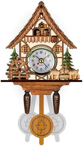 GOWENIC Vintage Wall Clock, Cuckoo Clock, Retro Wooden Cuckoo Birdhouse Wall Clock, Home Decor Hanging Cuckoo Clock Auto Swing Pendulum Home Decor Scandinavian (CM005) in Saudi Arabia