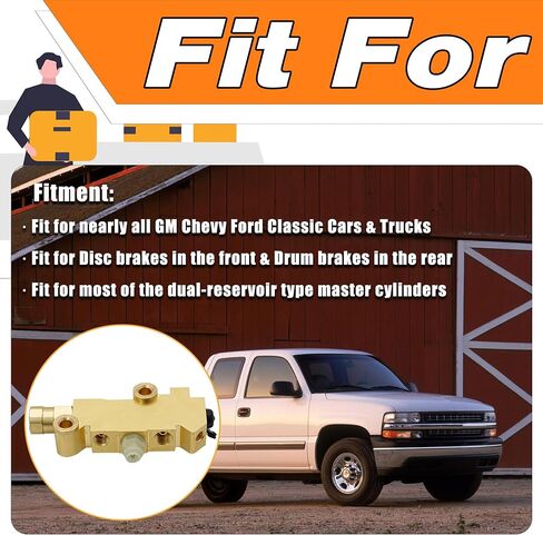 PV2 Brass Combination Disciping Valve Dist/Drum ، فرامل خلفية للقرص الأمامي 172-1353 PV71 بديل لـ GM Chevy Ford Street Rod Carlic Car & Truck in Kuwait